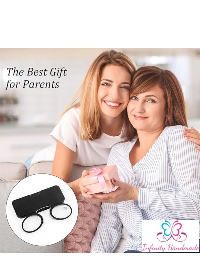 Generic - Reading Glasses Without Arms, Mini, Clip-on Nose Reader for Men & Women, Anti-slip Portable Flexible Reading Glasses, for Travel, Comes with a special eyeglasses case and a free cotton handkerchief, Exclusive from Seller INFINITY-HANDMADE Only - Image 1