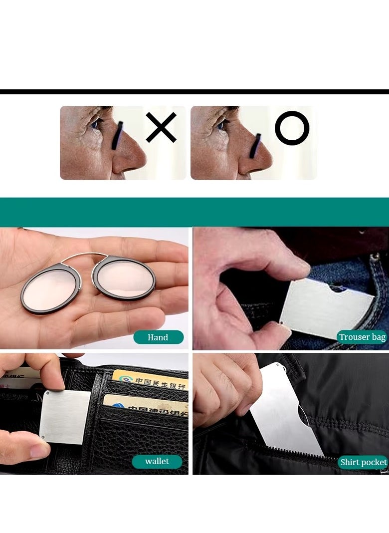 Generic - Reading Glasses Without Arms, Mini, Clip-on Nose Reader for Men & Women, Anti-slip Portable Flexible Reading Glasses, for Travel, Comes with a special eyeglasses case and a free cotton handkerchief, Exclusive from Seller INFINITY-HANDMADE Only - Image 1