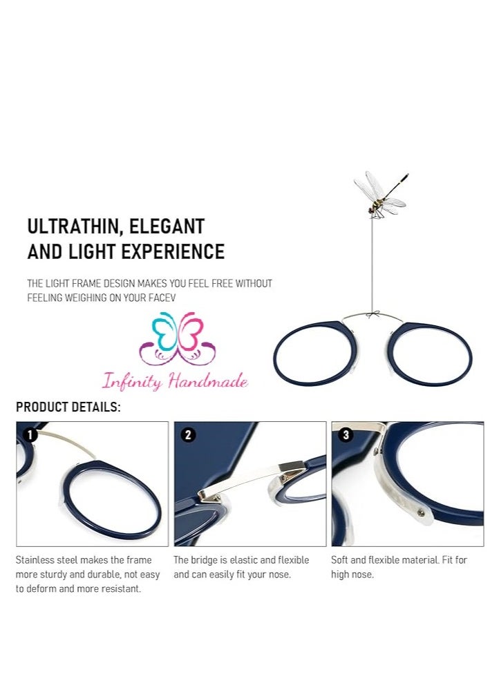 Generic - Reading Glasses Without Arms, Mini, Clip-on Nose Reader for Men & Women, Anti-slip Portable Flexible Reading Glasses, for Travel, Comes with a special eyeglasses case and a free cotton handkerchief, Exclusive from Seller INFINITY-HANDMADE Only - Image 1