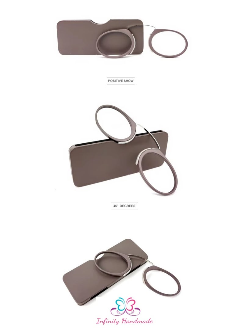 Generic - Reading Glasses Without Arms, Mini, Clip-on Nose Reader for Men & Women, Anti-slip Portable Flexible Reading Glasses, for Travel, Comes with a special eyeglasses case and a free cotton handkerchief, Exclusive from Seller INFINITY-HANDMADE Only - Image 1