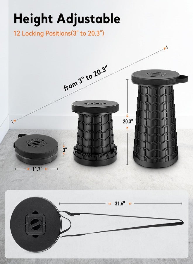 imodomio 2025 Upgraded Portable Collapsible Stool - 20.3 Inches Height Adjustable and Max 1000 LBs Load - Folding Chair for Camping Fishing Hunting Outdoor Foldable Stool Suitable Teens, Men, Women, Adult - Image 3