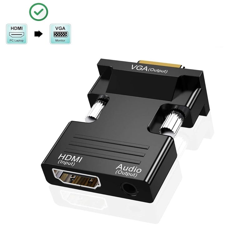 SANCY SANCY HDMI to VGA Adapter with 3.5mm Audio Jack, 1080p Active Video Converter for Laptop, PC, PS3, Xbox, Blu-ray, DVD, TV Stick – VGA Male, Pack of 1 - Image 2