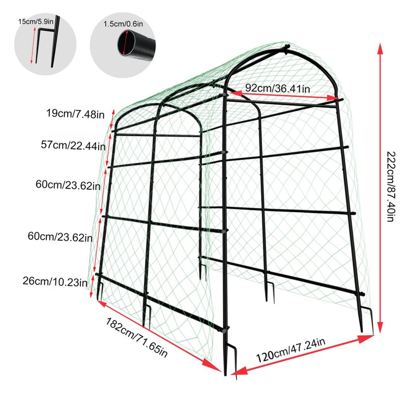 unho Garden Trellis Arch 7.2FT Extra Tall Polyethylene-Coated Stainless Steel Garden Trellis for Climbing Plants Outdoor Garden Trellis Arch for Cucumber Trellis - Image 2