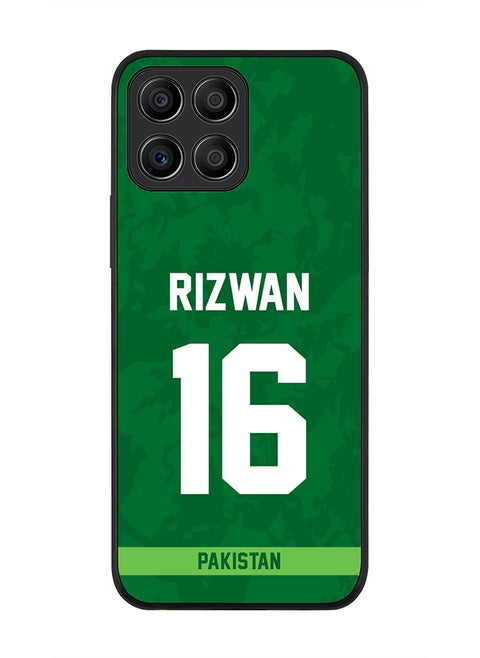 Rugged Black Edge Case for Honor X8 5G, Slim fit Soft Case Flexible Rubber Edges Thin Cover - Player Name - Mohammad Rizwan, Jersey Number- 16