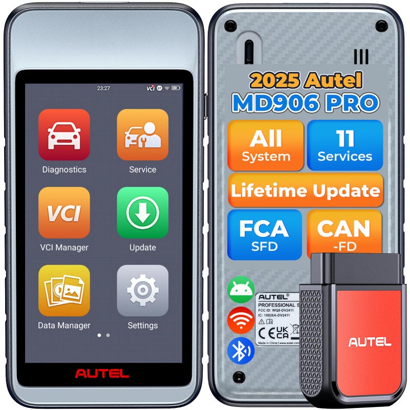 Autel OBD2 Scanner MaxiDiag MD906 PRO MD906PRO All Systems Car Scanner Diagnostic Tool Same as MD909 PRO BT Lite of MaxiCOM MK808S MX808S 11Resets CAN FD Up of MD808 PRO MD806 Free Update FCA