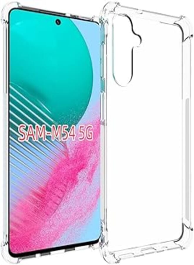 fashion mania Case for Samsung Galaxy M54 5G 2023, Shock-Resistant Flexible TPU Gasbag Protection Rubber Soft Silicone Anti Dropping Phone Cover (Clear)