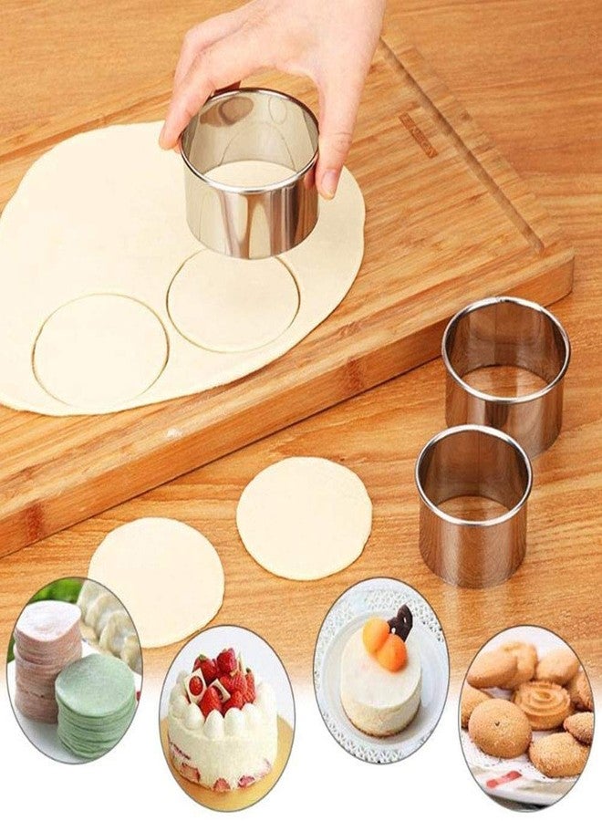 CONNECTWIDE Dumpling Skin Cutter, Cookie Cutters, Stainless Steel Ravioli Cutter Ravioli Mold, Biscuit Plain Edge Round Ravioli Maker Stamp Diameter 6cm 7cm 8cm (3PCS) (Plain Edge) - Image 1