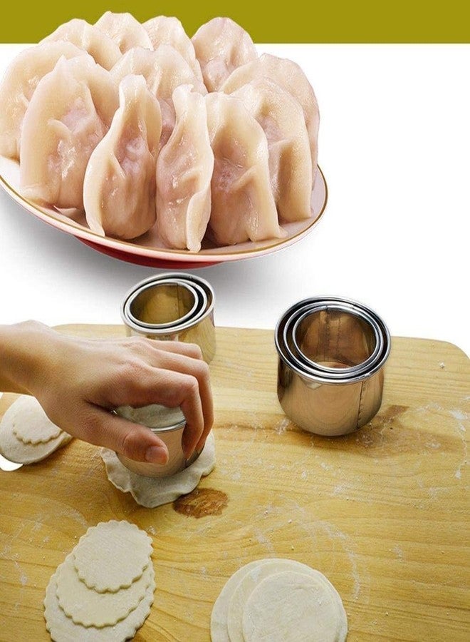 CONNECTWIDE Dumpling Skin Cutter, Cookie Cutters, Stainless Steel Ravioli Cutter Ravioli Mold, Biscuit Plain Edge Round Ravioli Maker Stamp Diameter 6cm 7cm 8cm (3PCS) (Plain Edge) - Image 4