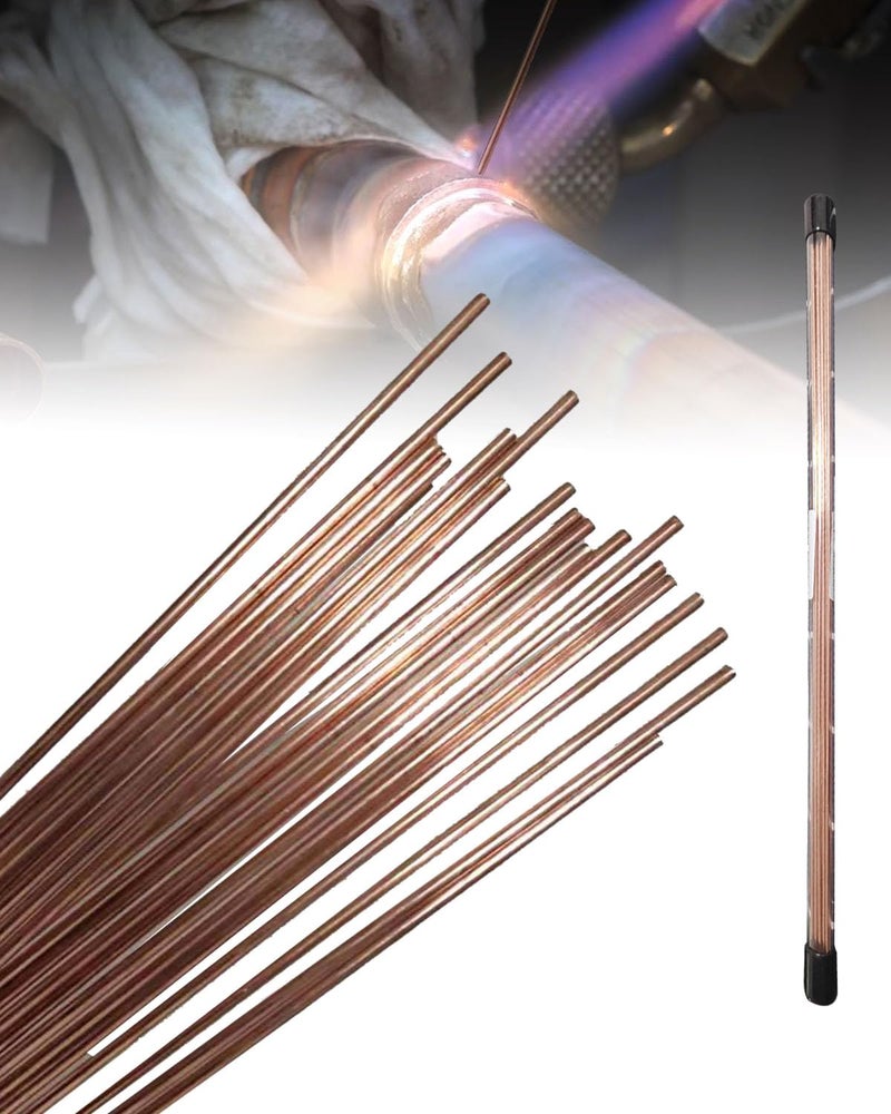 CADHENA 20 Rods Brazing Rods, Copper Brazing Rods 1/13" X 13.78", Copper Solder Round Self Fluxing for Copper Pipes HVAC Experimental Refrigeration Equipment - Image 1