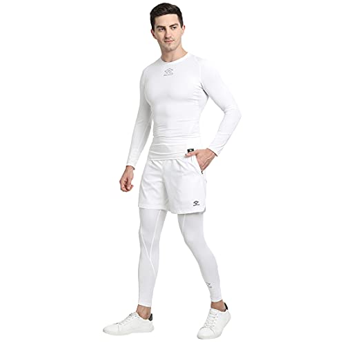 SHREY Intense Compression Long Tights for Men's White - Image 5