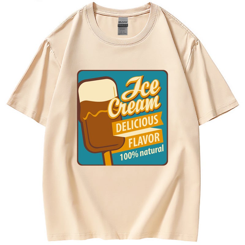 Factory supply European style retro English alphanumeric logo casual breathable short sleeve t-shirt women's T-shirt - Image 1