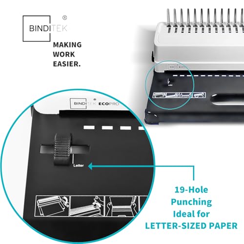 Binditek Binding Machine, 19-Hole, 450 Sheets, Comb Binder Machines with 100 PCS 1/2" Comb Spines, for Letter Size, A5 or Smaller Sizes - Image 4