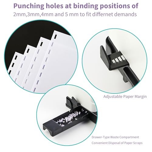 Binditek Binding Machine, 19-Hole, 450 Sheets, Comb Binder Machines with 100 PCS 1/2" Comb Spines, for Letter Size, A5 or Smaller Sizes - Image 2