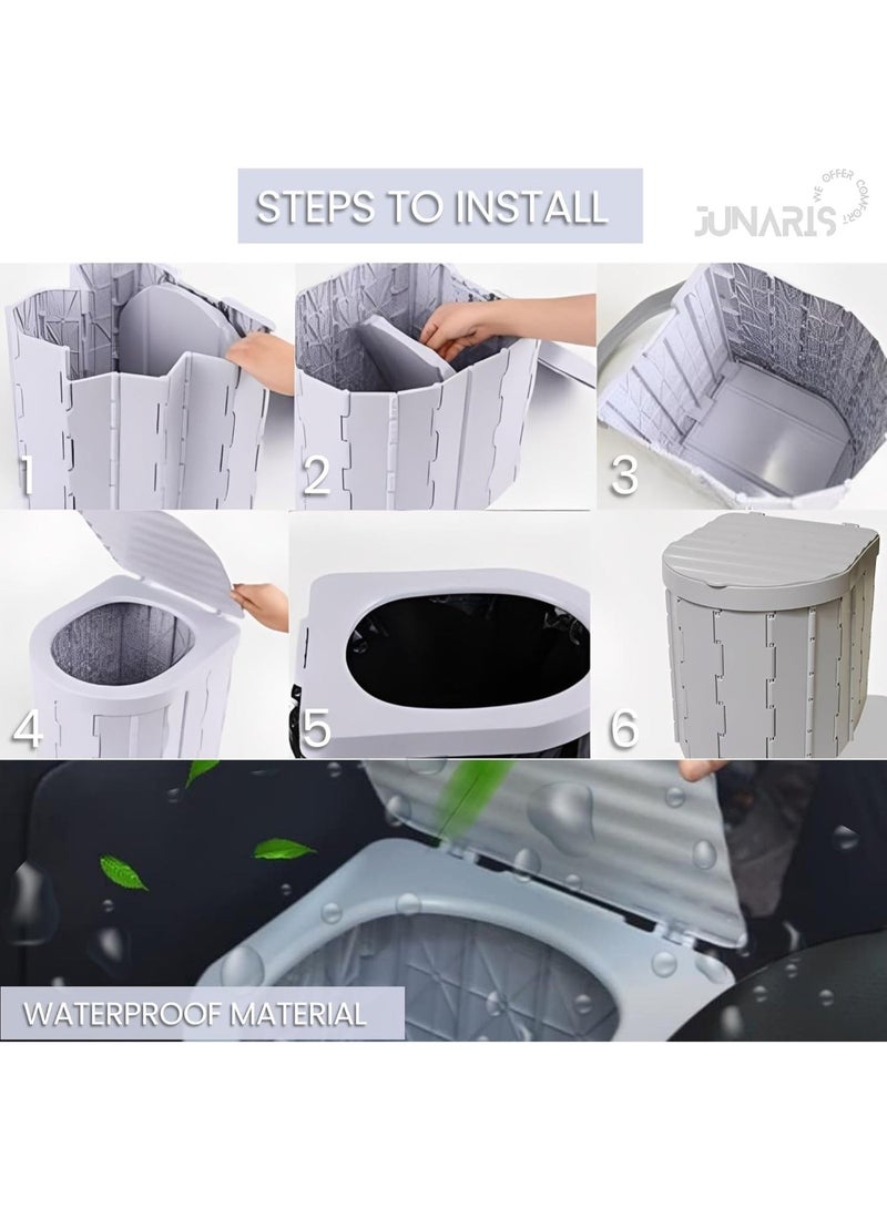 جوناريس مرحاض تخييم، مرحاض محمول للكبار والصغار، مرحاض قابل للطي ومنتجات صرف صحي طارئة للاستخدام الخارجي، سلة مهملات، مقعد للسيارة والشاحنة والتخييم والسفر والمشي لمسافات طويلة وصيد الأسماك والرحلات الطويلة - Image 3