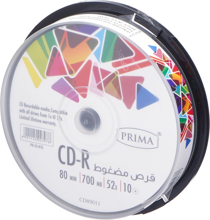 بريما PRIMA CD-R 80 دقيقة / 700 ميجابايت / 52X / عبوة من 10 (PR-CD-R10) - Image 1