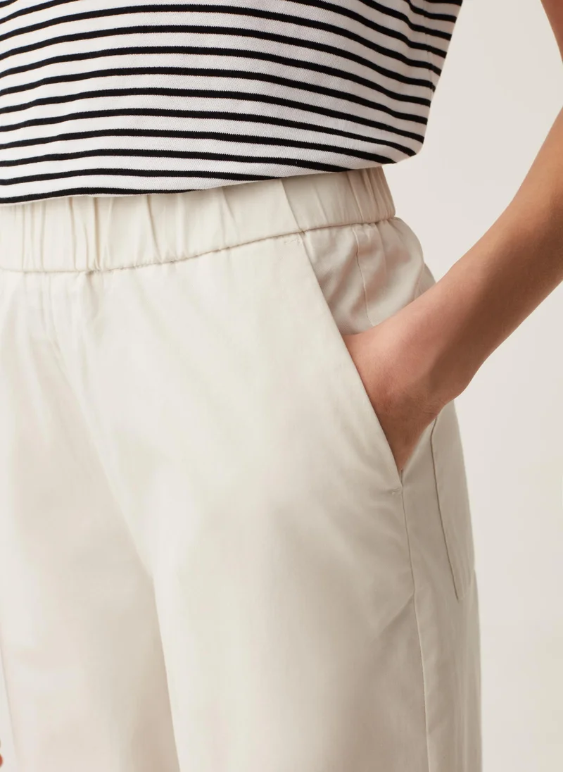او في اس Ovs Wide-Leg Trousers In Stretch Cotton