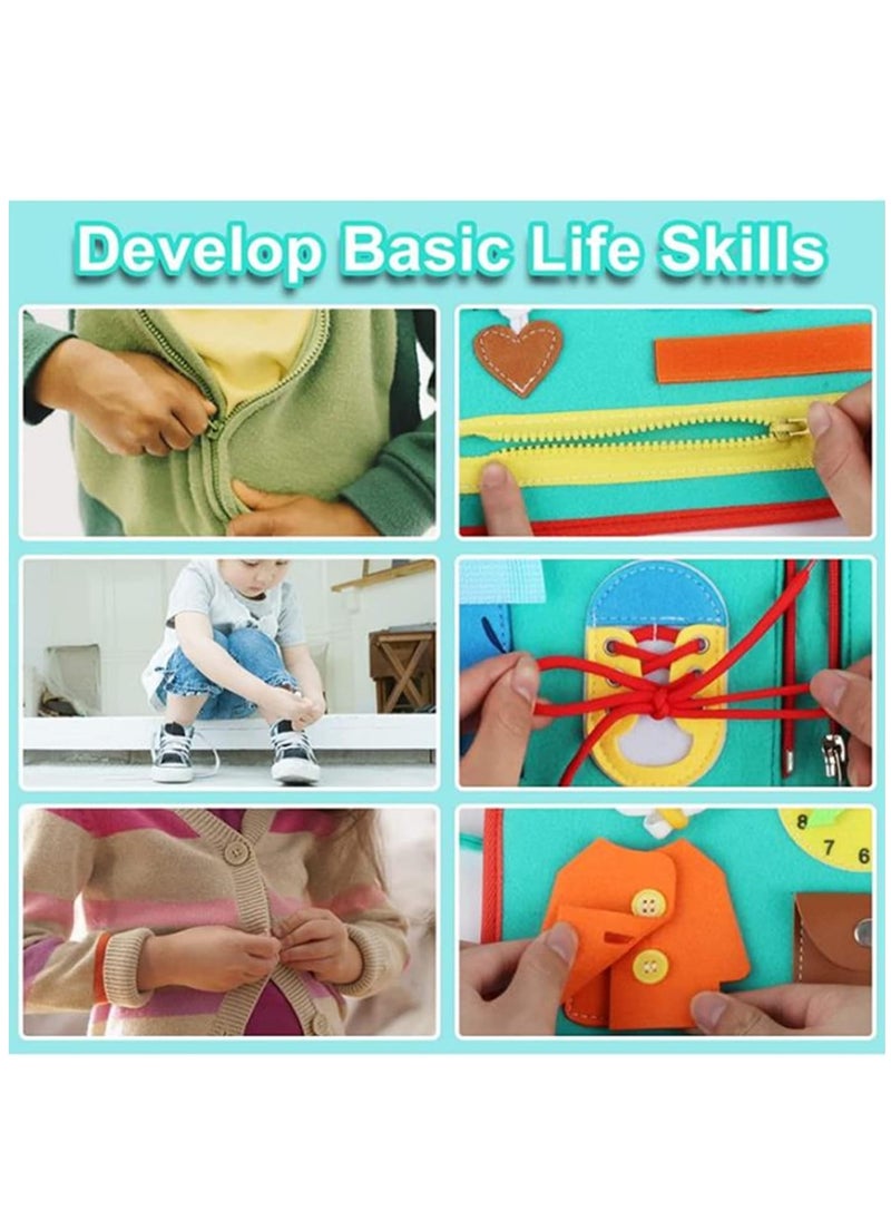 Busy Board for Toddlers, Montessori Toy Sensory Board for Kids, Preschool Activities Educational Travel Toy,Portable Busy Board Gifts for Toddlers Learning Basic Dress Skills  - Image 3