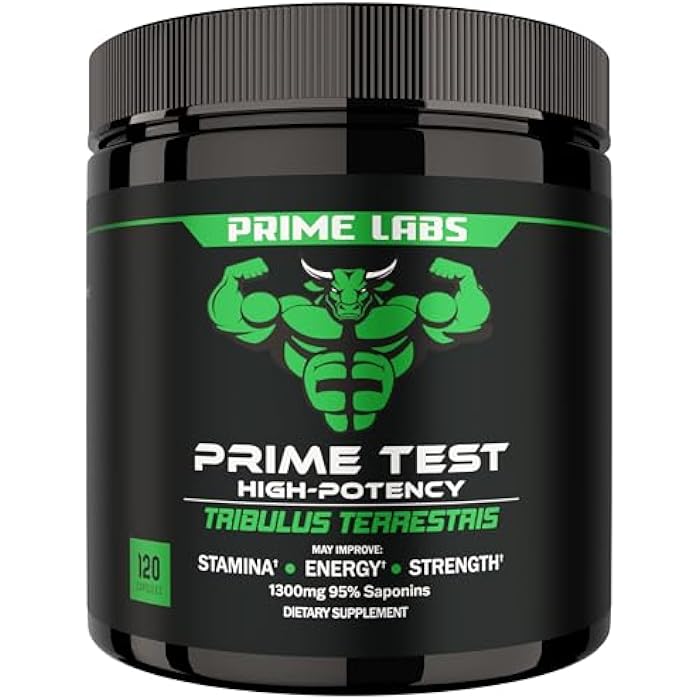 Prime Labs Tribulus Terrestris for Men 1300mg - Enhanced with 95% Saponins - Energy, Vitality, Strength - 120 Count - Image 1
