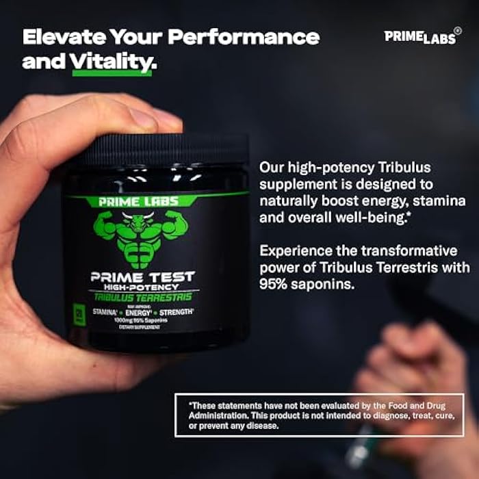 Prime Labs Tribulus Terrestris for Men 1300mg - Enhanced with 95% Saponins - Energy, Vitality, Strength - 120 Count - Image 4