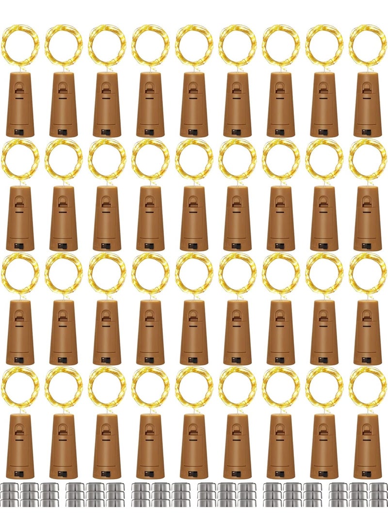 Hortsun 60 Pack Wine Bottle Lights with Cork Cork Bottle Lights with Batteries Mini Waterproof Tiny String Lights 7 ft Silver Wire 20 LEDs Fairy Mini String Lights for Valentine DIY Party Decor Wedding  - Image 1