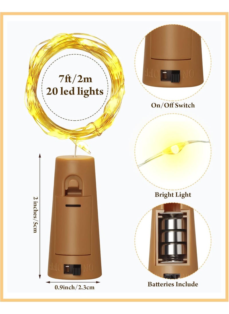 Hortsun 60 Pack Wine Bottle Lights with Cork Cork Bottle Lights with Batteries Mini Waterproof Tiny String Lights 7 ft Silver Wire 20 LEDs Fairy Mini String Lights for Valentine DIY Party Decor Wedding  - Image 2