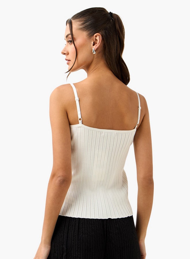 تواكستريمز بلوزة قصيرة مزينة بحمالات رفيعة - Image 3