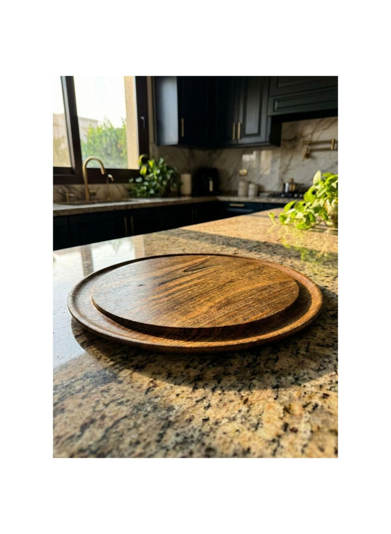 CASA HOME Premium Wooden Round Serving Board - Image 2