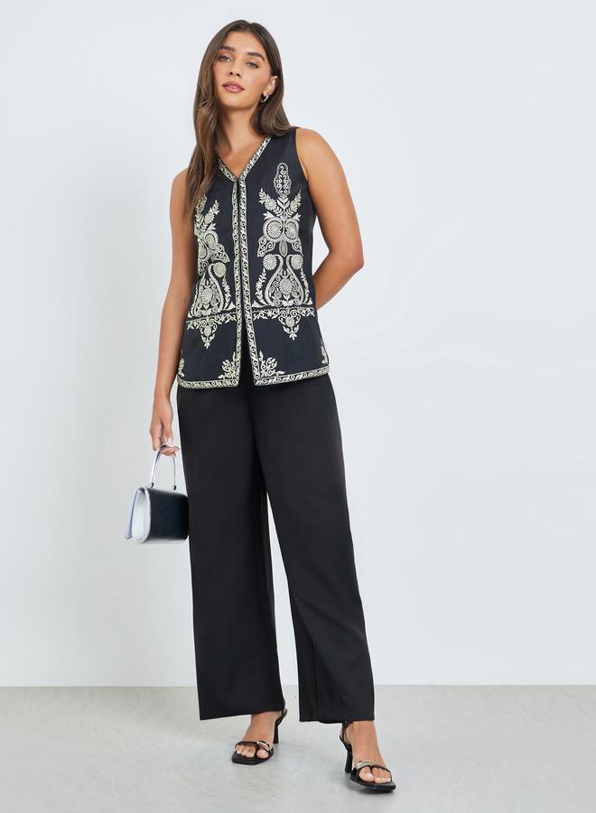 Styli Black Embroidered Evening Waistcoat - Image 2