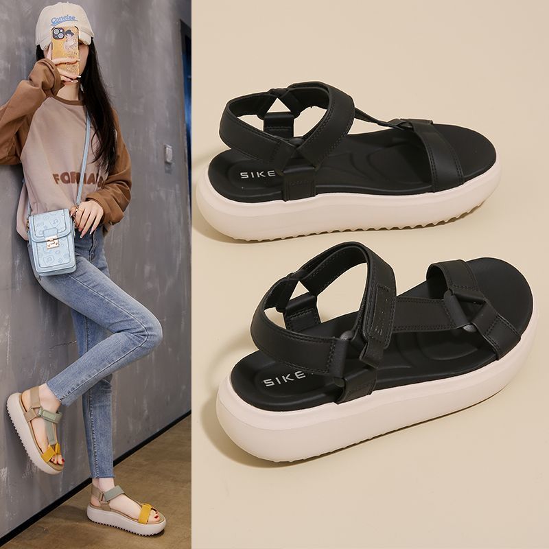 Summer Women'S Sports And Leisure Thick-Soled Sandals Lightweight, Comfortable, Non-Slip Velcro Open-Toe Beach Shoes - Image 4