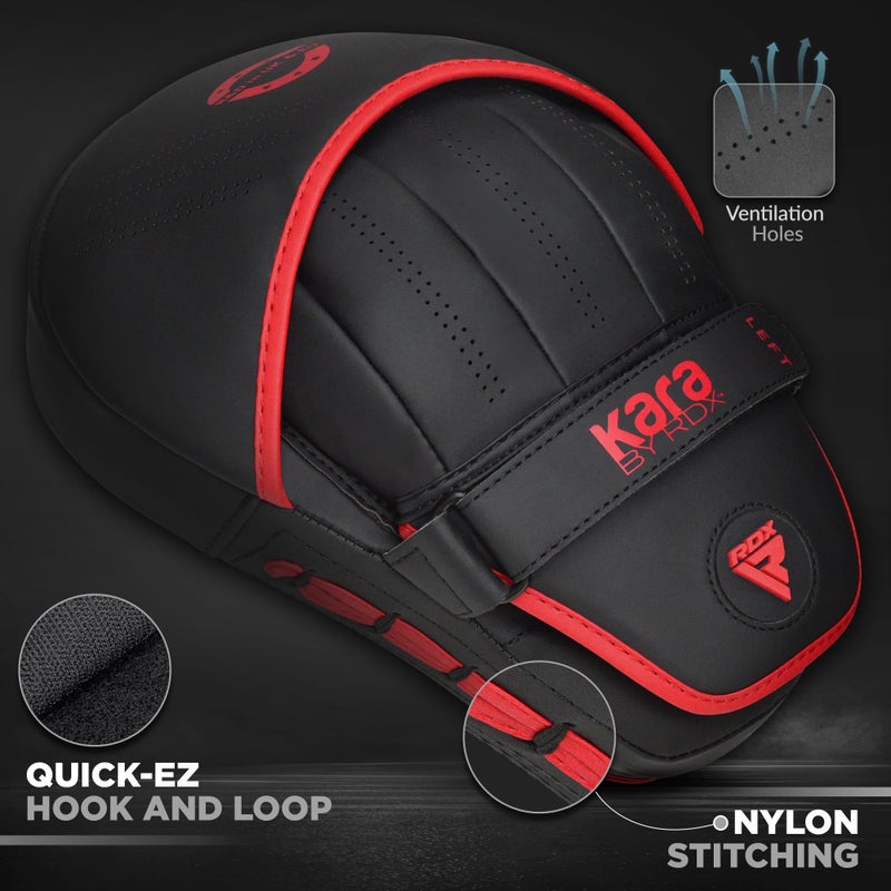 RDX Boxing Pads Curved Focus Mitts, Maya Hide Leather Kara Hook and jab Training Pads, Adjustable Strap Ventilated, MMA Muay Thai Kickboxing Coaching Martial Arts Punching Hand Target Strike Shield - Image 5