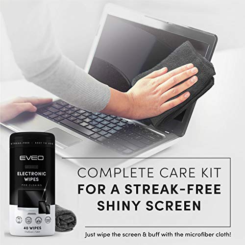 EVEO Electronic Wipes Streak-Free for Screen Cleaner & Smart Watch [4 Pack x 40] TV Screen, Smart TV, Computer Screen, Laptop, Phone, Tablet, and Electronics devices - Microfiber Cloth Included [160 Wipes] - Image 4