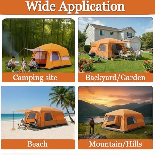 Nasmodo 5-9 Person Camping Tent for Adults Waterproof Outdoor Dome Camping Tent for Travel Picnic HikingTrekking Portable Big Dome Tents House Inflatable Tent for Camping(M-380 * 260 * 190cm, Orange) - Image 4