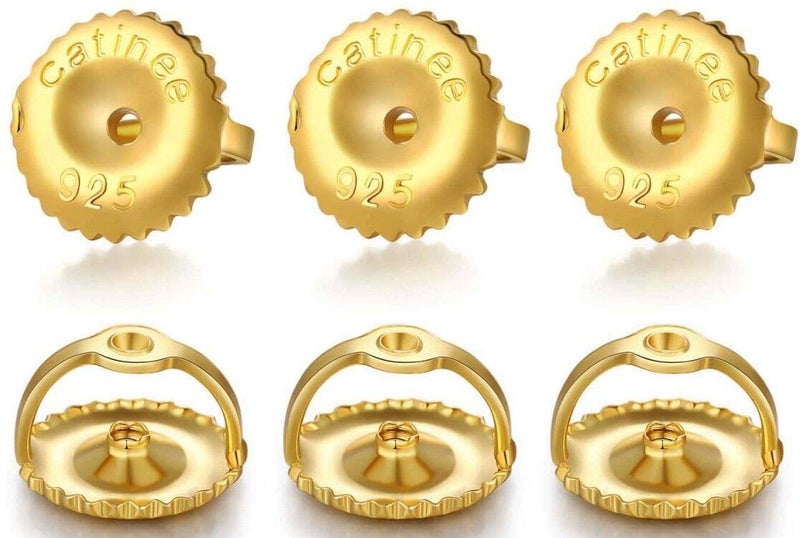 3 Pairs Screw Earring Backs for Studs 14K Gold Plated 925 Silver Secure Locking Hypoallergenic Screw Earring Backs ReplacementScrew Backs Fit forThreaded Post 00326mm