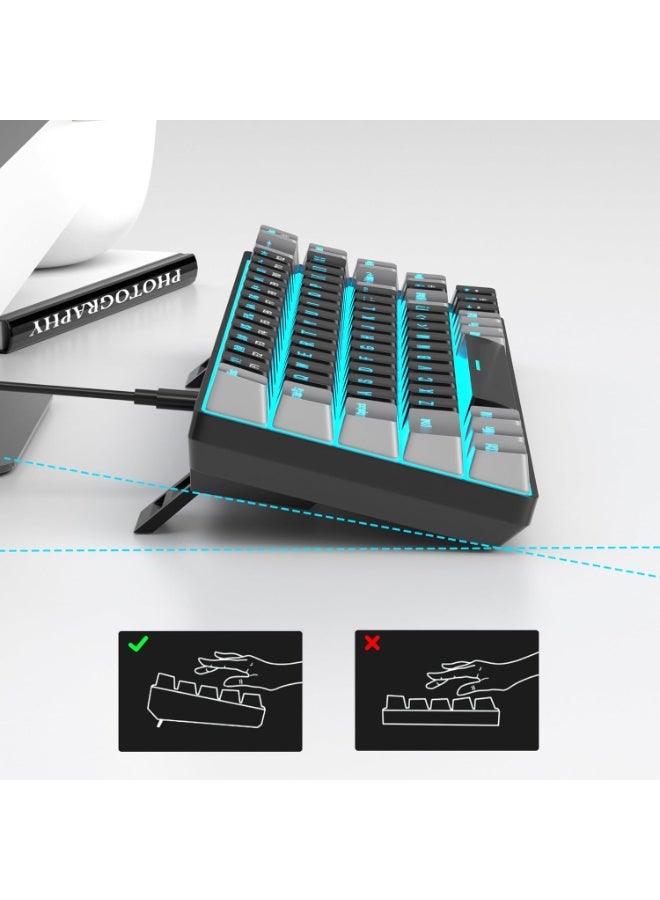 MageGee لوحة مفاتيح ميكانيكية للألعاب MageGee المحمولة 60%، MK-Box بإضاءة خلفية LED، لوحة مفاتيح مكتبية مدمجة 68 مفتاح سلكية مع مفتاح أحمر لأجهزة الكمبيوتر المحمولة ويندوز وماك - أسود/رمادي - Image 4