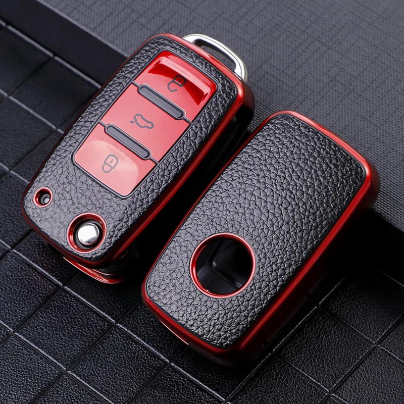 Red TPU Car Key Case - 360° Full Body Protection Keychain for VW Beetle, Passat, Tiguan, Jetta MK6, Golf and Compatible Car Models - Image 5