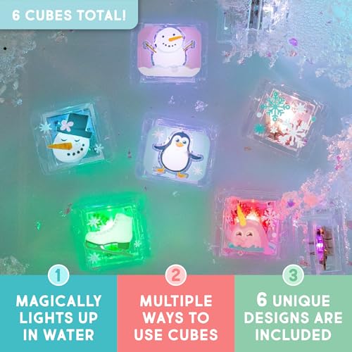 Glo Pals WaterActivated LightUp Cubes for Bathtime and Sensory Play Includes 6 Reusable LightUp Sensory Toys and Glowing Bath Cubes for Kids and Toddlers Winter - Image 5