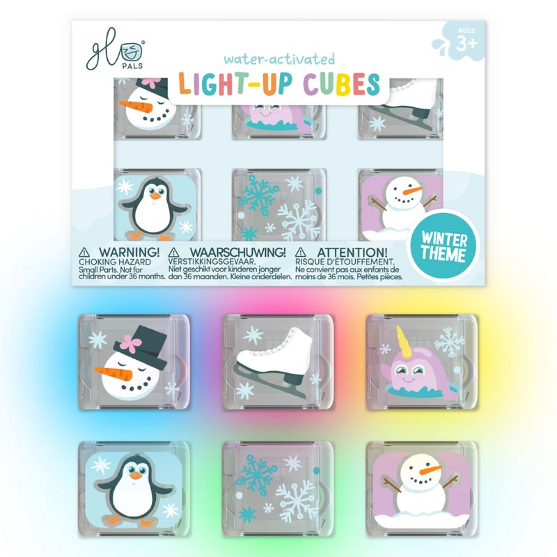 Glo Pals WaterActivated LightUp Cubes for Bathtime and Sensory Play Includes 6 Reusable LightUp Sensory Toys and Glowing Bath Cubes for Kids and Toddlers Winter - Image 3