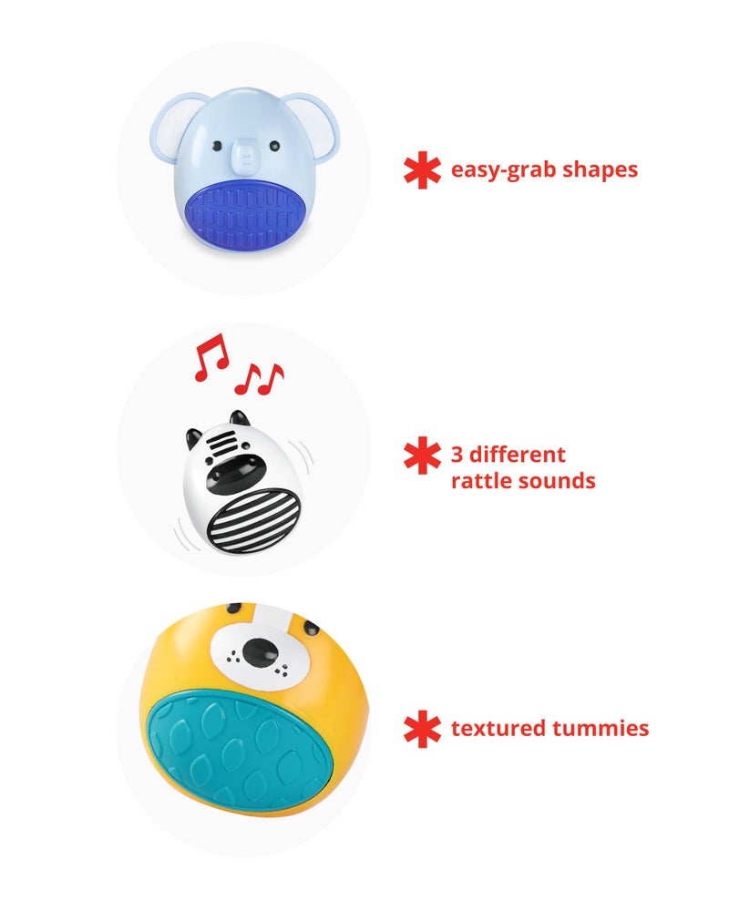 Skip Hop Baby Toy Maracas Jungle Beats Egg Shaker Musical Toy 3-Piece Set - Image 2