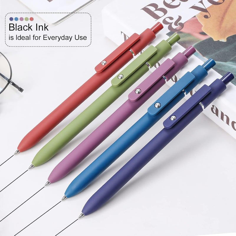 FIOVER Gel Pens, 5pcs 0.5mm Quick Dry Black Ink Fine Point Smooth Writing Pens High-End Series Ballpoint for Office School Supplies(Retro color) - Image 2