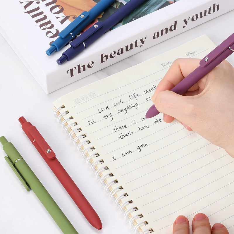 FIOVER Gel Pens, 5pcs 0.5mm Quick Dry Black Ink Fine Point Smooth Writing Pens High-End Series Ballpoint for Office School Supplies(Retro color) - Image 4