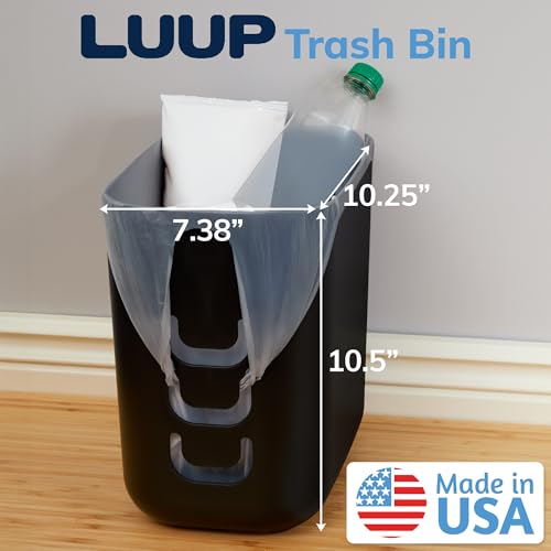 STORi Luup Trash Can Black Reuse Grocery Bags Plastic Garbage Container for Bathroom Vanity Laundry Room Kitchen Office Garage 25 Gallon Wastebasket with Hooks to Secure Trash Bags - Image 3