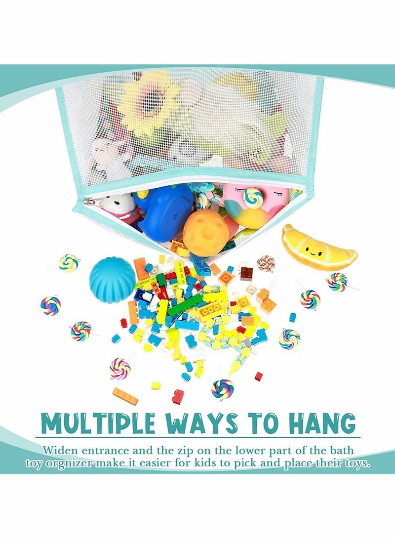 Excefore 2 Pcs Mesh Bath Toy Organizer, Bath Toy Storage for Baby Toys with 4 Pcs Suction and Adhesive Hooks - Image 3