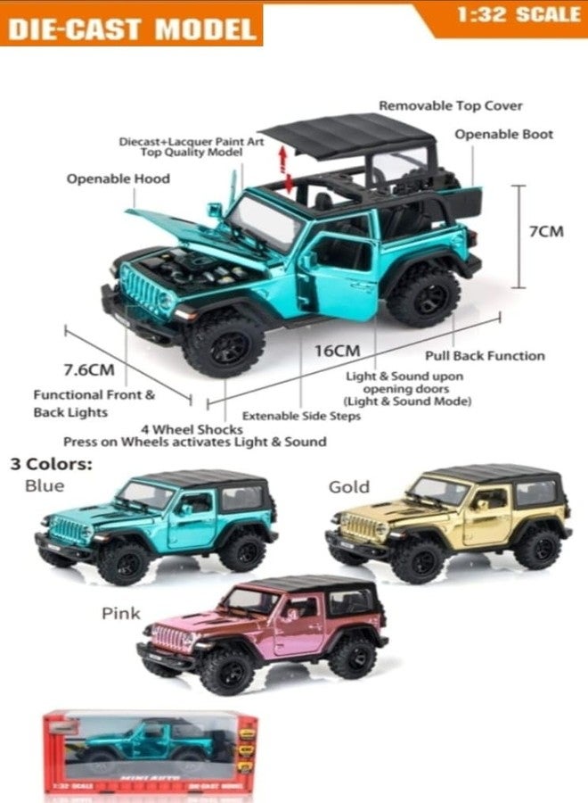Sky Tech® Jeep Wrangler Rubicon Alloy Pickup 1:32 Scale Model Car Exclusive Alloy Metal Car Die-cast Scale Model Pullback Toy with Sound & Light Music Best Gifts Toys Kids【Colors as Per Stock】 - Image 2