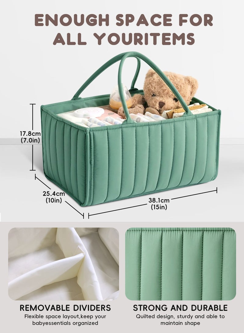 URbazaar Baby Diaper Caddy Organizer, Stylish Nursery Storage Basket - Gift for Baby Shower, Baby Registry Must Have, Newborn Essentials - Baby Caddy Organizer for Diaper Station (Green)  - Image 3