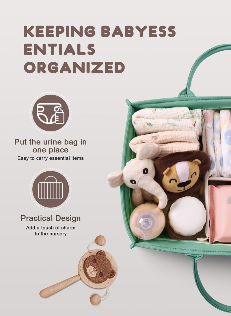 URbazaar Baby Diaper Caddy Organizer, Stylish Nursery Storage Basket - Gift for Baby Shower, Baby Registry Must Have, Newborn Essentials - Baby Caddy Organizer for Diaper Station (Green)  - Image 2