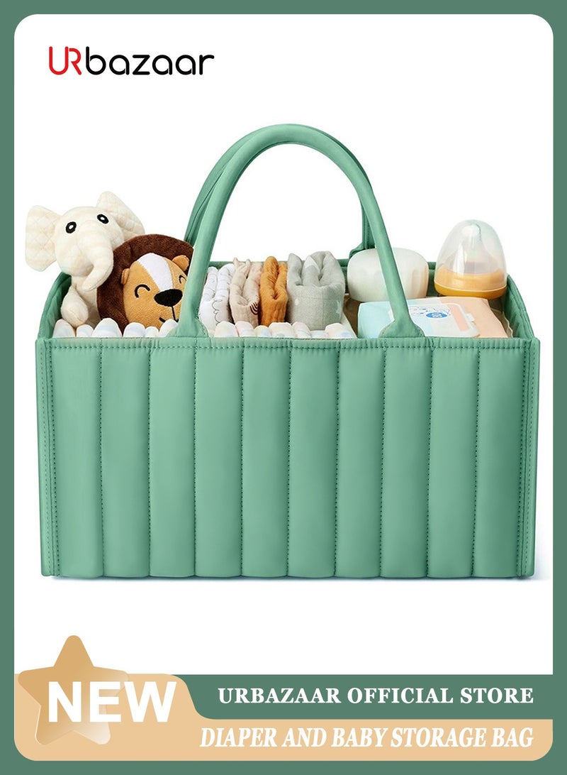 URbazaar Baby Diaper Caddy Organizer, Stylish Nursery Storage Basket - Gift for Baby Shower, Baby Registry Must Have, Newborn Essentials - Baby Caddy Organizer for Diaper Station (Green)  - Image 1