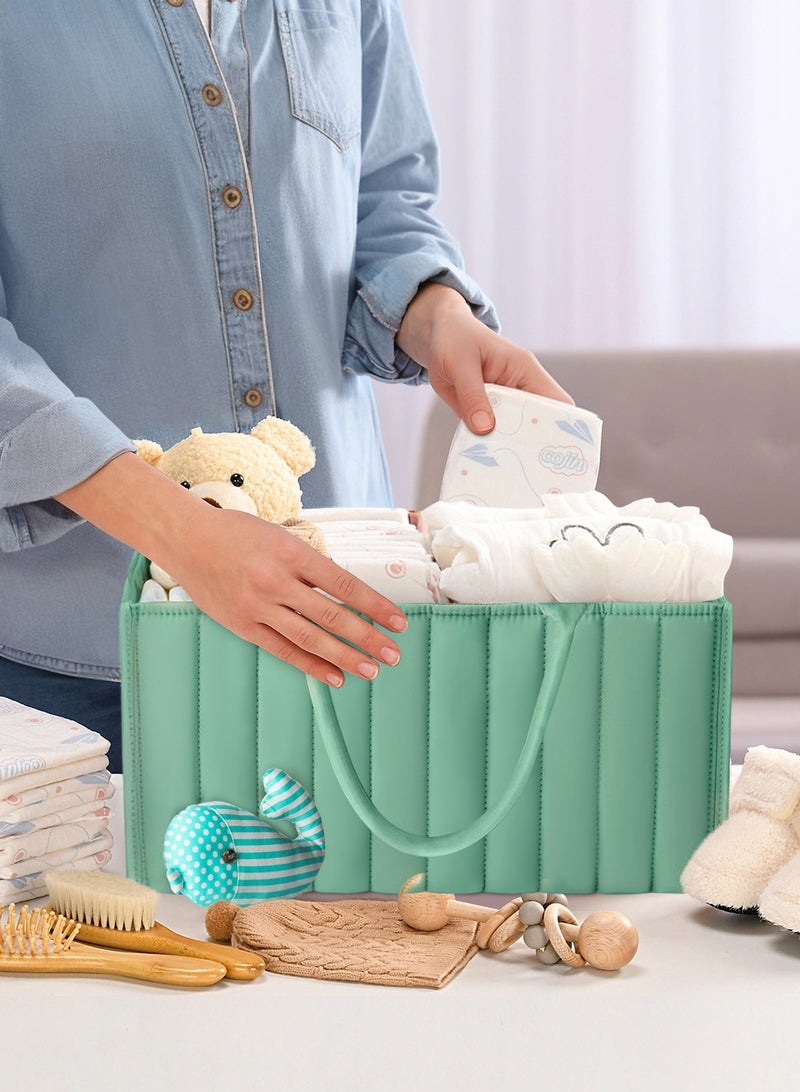 URbazaar Baby Diaper Caddy Organizer, Stylish Nursery Storage Basket - Gift for Baby Shower, Baby Registry Must Have, Newborn Essentials - Baby Caddy Organizer for Diaper Station (Green)  - Image 4