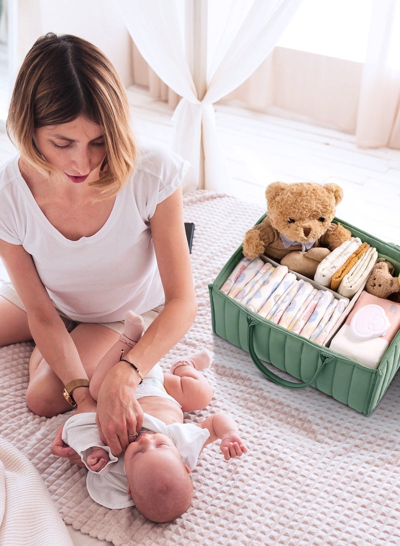 URbazaar Baby Diaper Caddy Organizer, Stylish Nursery Storage Basket - Gift for Baby Shower, Baby Registry Must Have, Newborn Essentials - Baby Caddy Organizer for Diaper Station (Green)  - Image 5