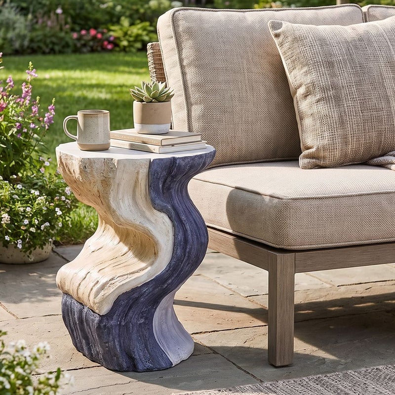 DANUBE HOME Drift Tide Mgo Side Table | All Weather 1 Piece Outdoor End Table | Modern Design Furniture For Balcony, Garden Bench Seating Terrace Lawn Patio Poolside - L41xW39xH51cm -Multi Color - Image 4