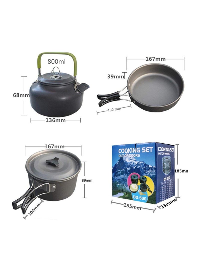 9-Piece Cookware Set Outdoor Camping Cooking Kit | Portable, Lightweight Nonstick Pan & Pot Set with Carry Bag | Ideal for Backpacking, Hiking, Travel | Compact & Durable  - Image 3